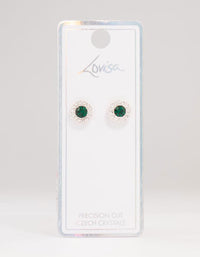 Silver Green Halo Bohemia Czech Crystal Stud Earrings - link has visual effect only