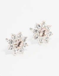 Gold Flower Bohemia Czech Crystal Halo Stud Earrings - link has visual effect only