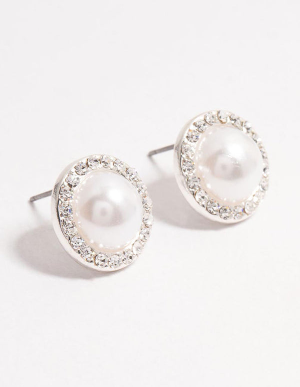 Silver Bohemia Czech Crystal Halo Stud Earrings