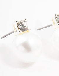 Silver Pearl & Bohemia Czech Crystal Stud Earrings - link has visual effect only