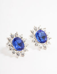 Blue Bohemia Czech Crystal Flower Halo Stud Earrings - link has visual effect only