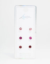 Silver Circular Bohemia Czech Crystal Stud Earrings 3-Pack - link has visual effect only