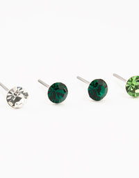 Green Circular Bohemia Czech Crystal Stud Earrings 3-Pack - link has visual effect only