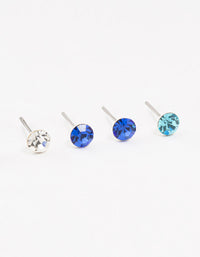 Blue & Silver Circular Bohemia Czech Crystal Stud Earrings 3-Pack - link has visual effect only