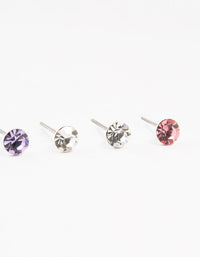 Circular Pink & Purple Bohemia Czech Crystal Stud Earrings 3-Pack - link has visual effect only