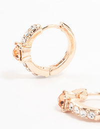 Rose Gold Circle Bohemia Czech Crystal Huggie Earrings - link has visual effect only