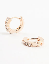 Rose Gold Czech Crystal  Huggie Earrings - link has visual effect only