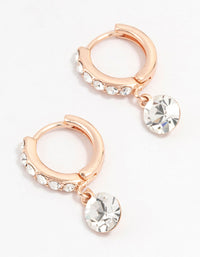 Rose Gold Czech Crystal Drop Huggie Earrings - link has visual effect only