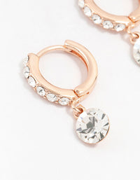 Rose Gold Czech Crystal Drop Huggie Earrings - link has visual effect only