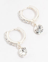 Silver Czech Crystal Drop Huggie Earrings - link has visual effect only