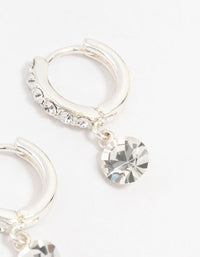 Silver Czech Crystal Drop Huggie Earrings - link has visual effect only