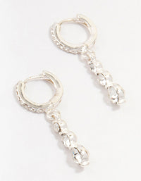 Silver Cascading Czech Crystal Drop Huggie Earrings - link has visual effect only