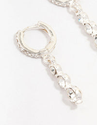 Silver Cascading Czech Crystal Drop Huggie Earrings - link has visual effect only