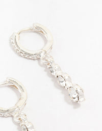 Silver Cascading Czech Crystal Drop Huggie Earrings - link has visual effect only