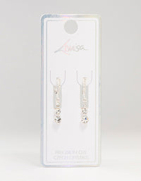 Silver Cascading Czech Crystal Drop Huggie Earrings - link has visual effect only