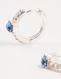 Silver Circular Blue Bohemia Czech Crystal Huggie Earrings - link has visual effect only