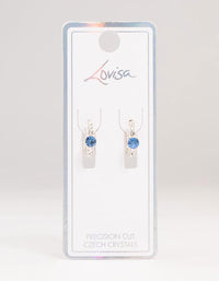 Silver Circular Blue Bohemia Czech Crystal Huggie Earrings - link has visual effect only