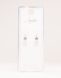 Silver Circular Purple Bohemia Czech Crystal  & Diamante Huggie Earrings - link has visual effect only