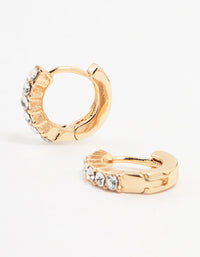 Gold Czech Crystals Huggie Earrings - link has visual effect only