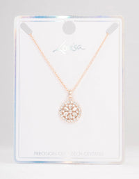 Rose Gold Marquise Czech Crystals  Flower Disc Necklace - link has visual effect only