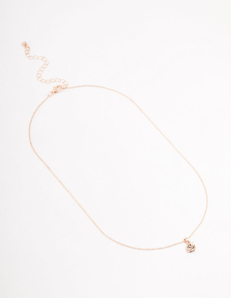 Rose Gold Solitaire Czech Crystal Necklace