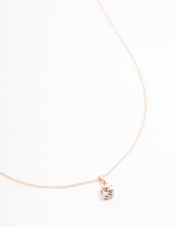 Rose Gold Solitaire Czech Crystal Necklace