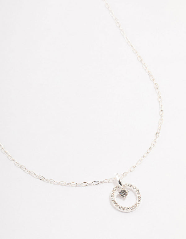 Silver Floating Czech Crystal Circle Necklace