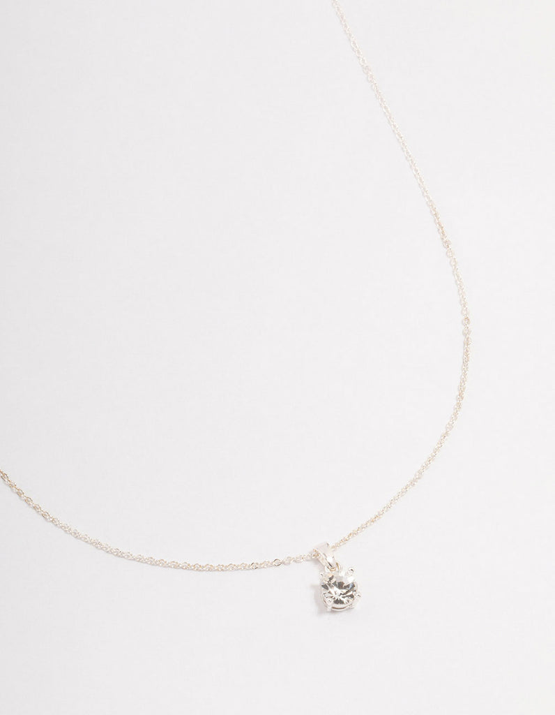 Silver Solitaire Czech Crystal Necklace