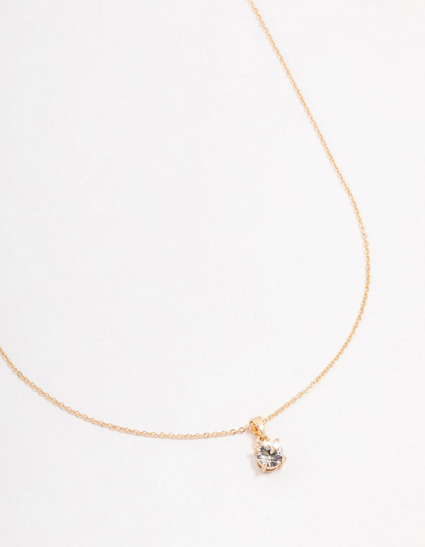 Gold Solitaire Czech Crystal Necklace