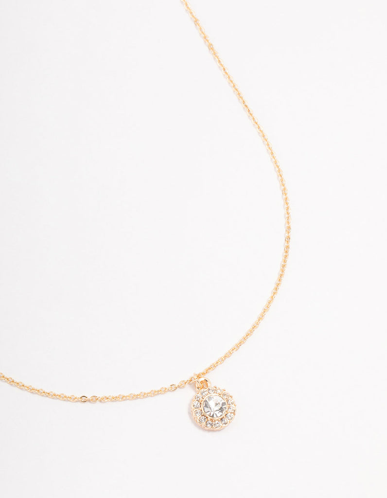 Gold Halo Czech Crystal Necklace