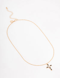 Gold  Baguette Bohemia Czech Crystal Cross Necklace - link has visual effect only