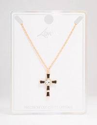 Gold  Baguette Bohemia Czech Crystal Cross Necklace - link has visual effect only