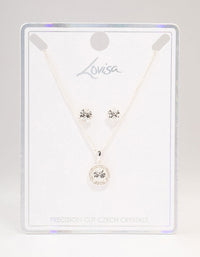 Silver Bohemia Czech Crystal Halo Necklace & Stud Earrings Set - link has visual effect only