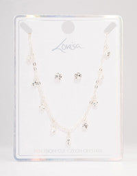 Silver Czech Crystal Droplet Necklace & Earrings Set - link has visual effect only