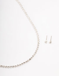 Silver Tennis Czech Crystal Necklace & Earring Set - link has visual effect only