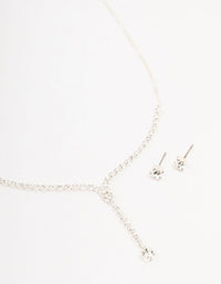 Silver Bohemia Czech Crystal Cupchain Y-Necklace & Stud Earrings Set - link has visual effect only