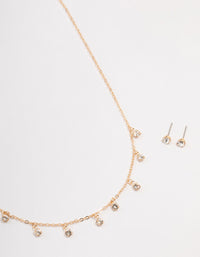 Gold Czech Crystal Droplet  Necklace & Earring Set - link has visual effect only