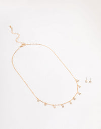 Gold Czech Crystal Droplet  Necklace & Earring Set - link has visual effect only