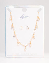 Gold Czech Crystal Droplet  Necklace & Earring Set - link has visual effect only