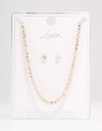 Gold Tennis Czech Crystal  Necklace & Earring Set - link has visual effect only