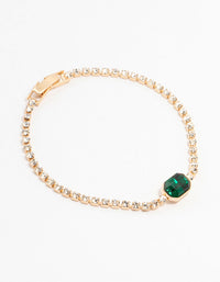 Gold Emerald Green Octagon Czech Crystal Cup Chain Bracelet - link has visual effect only