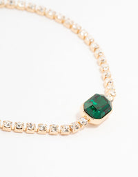 Gold Emerald Green Octagon Czech Crystal Cup Chain Bracelet - link has visual effect only