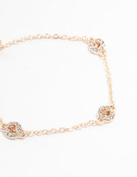 Rose Gold Station Czech Crystals Halo Toggle Bracelet - link has visual effect only