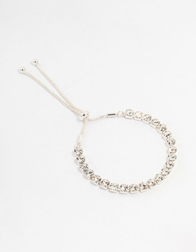 Silver Cup Czech Crystal Chain Toggle Bracelet