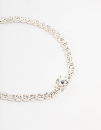 Silver Cup Chain Czech Crystal Toggle Bracelet - link has visual effect only