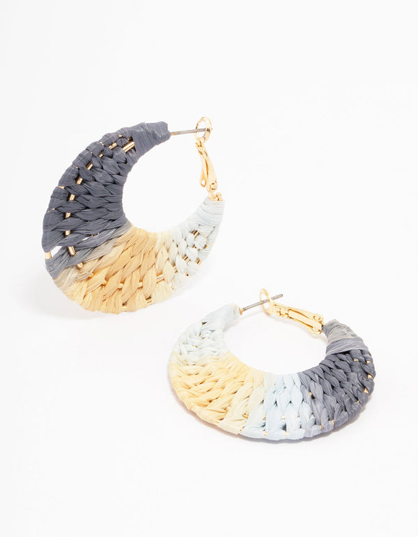 Ombre Woven Crescent Hoop Earrings