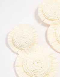 White Raffia Round Graduating Drop Earrings - link has visual effect only