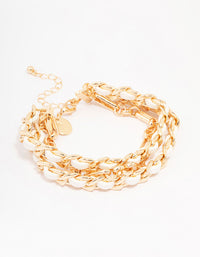 Gold Woven Chunky Layered Chain Bracelet - link has visual effect only