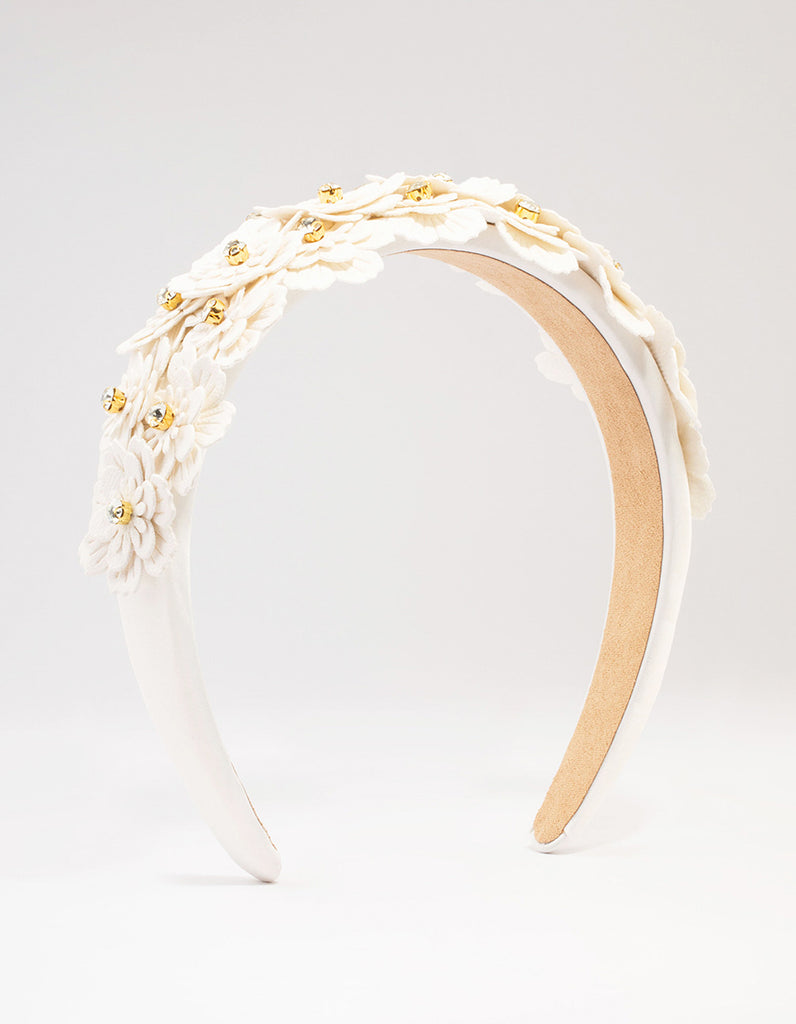 Gold Crystal Layered Faux Leather Headband