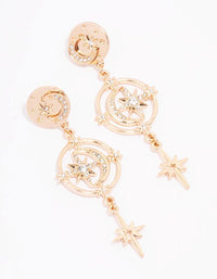 Gold Diamante Celestial Moon Drop Earrings - link has visual effect only